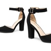 image:imageDREAM PAIRS Womens Chunky High Heels Dress Pumps Closed Pointed Toe Block Ankle Strap Shoes for Wedding PartyBlacknubuck