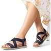 image:imageDREAM PAIRS Womens Comfortable Low Wedge Sandals Open Toe Slip On Strappy Flat Sandals Lightweight Summer ShoesBlue