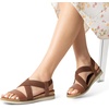 image:imageDREAM PAIRS Womens Comfortable Low Wedge Sandals Open Toe Slip On Strappy Flat Sandals Lightweight Summer ShoesBrown