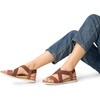 image:imageDREAM PAIRS Womens Comfortable Low Wedge Sandals Open Toe Slip On Strappy Flat Sandals Lightweight Summer ShoesBrown