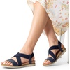 image:imageDREAM PAIRS Womens Comfortable Low Wedge Sandals Open Toe Slip On Strappy Flat Sandals Lightweight Summer ShoesNavy