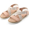 image:imageDREAM PAIRS Womens Comfortable Low Wedge Sandals Open Toe Slip On Strappy Flat Sandals Lightweight Summer ShoesNudeWhite