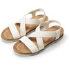 image:imageDREAM PAIRS Womens Comfortable Low Wedge Sandals Open Toe Slip On Strappy Flat Sandals Lightweight Summer ShoesWhite