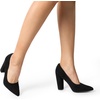 image:imageDREAM PAIRS Womens High Chunky Block Heels Closed Pointed Toe Slip on Women Pumps Wedding Party Work Comfortable Dress Shoes for WomenBlacksuede
