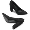 image:imageDREAM PAIRS Womens High Chunky Block Heels Closed Pointed Toe Slip on Women Pumps Wedding Party Work Comfortable Dress Shoes for WomenBlacksuede