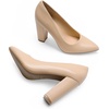 image:imageDREAM PAIRS Womens High Chunky Block Heels Closed Pointed Toe Slip on Women Pumps Wedding Party Work Comfortable Dress Shoes for WomenNude
