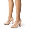 image:imageDREAM PAIRS Womens High Chunky Block Heels Closed Pointed Toe Slip on Women Pumps Wedding Party Work Comfortable Dress Shoes for WomenNude
