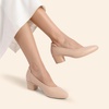 image:imageDREAM PAIRS Womens Low Chunky Block Heel Dress Shoes Closed Round Toe Comfortable Heels Work Wedding Office Pumps ShoesNude