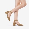 image:imageDREAM PAIRS Womens Nicholes Low Block Heel PumpsCamelSuede