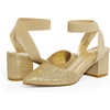 image:imageDREAM PAIRS Womens Nicholes Low Block Heel PumpsGoldGlitter
