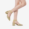 image:imageDREAM PAIRS Womens Nicholes Low Block Heel PumpsGoldGlitter