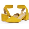 image:imageDREAM PAIRS Womens Nicholes Low Block Heel PumpsMustardYellowSuede