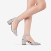image:imageDREAM PAIRS Womens Nicholes Low Block Heel PumpsSilverGlitter