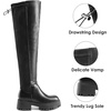 image:imageDREAM PAIRS Womens Platform Over The Knee Boots Lug Sole Round Toe Thigh High Long Chunky Block Heels Fall BootsBlackpuSuede