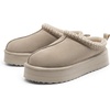 image:imageDREAM PAIRS Womens Platform Slippers Genuine Suede Slipon Warm FuzzyEasy Autumn Winter Fluffy Comfy Furry Shoes for Outdoor IndoorSand