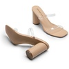 image:imageDREAM PAIRS Womens Square Open Toe Block Heels Two Strap Slip On High Heeled Slides SandalsClear