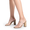 image:imageDREAM PAIRS Womens Square Open Toe Block Heels Two Strap Slip On High Heeled Slides SandalsClear