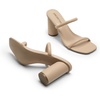 image:imageDREAM PAIRS Womens Square Open Toe Block Heels Two Strap Slip On High Heeled Slides SandalsNude