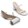 image:imageDREAM PAIRS Womens Square Open Toe Block Heels Two Strap Slip On High Heeled Slides SandalsWhite