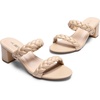 image:imageDREAM PAIRS Womens Two Braided Strap Low Heels For Women Open Toe Block Chunky Heels Sandals Holiday Party Wedding Dress Pumps ShoesNude