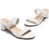 image:imageDREAM PAIRS Womens Two Braided Strap Low Heels For Women Open Toe Block Chunky Heels Sandals Holiday Party Wedding Dress Pumps ShoesWhite