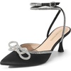 image:imageDREAM PAIRS Kitten Heels Rhinestone Bow Ankle Strap Stiletto Pointed Closed Toe Heels for Women Pumps Wedding Bridal Party Dress ShoesBlack