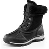 image:imageDREAM PAIRS Snow Boots for Women Waterproof Mid Calf Lace Up Duck Boots Warm Faux Fur FuzzyGo Bold Winter Boots for Outdoor