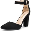 image:imageDREAM PAIRS Womens Chunky High Heels Dress Pumps Closed Pointed Toe Block Ankle Strap Shoes for Wedding PartyBlacknubuck