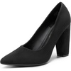 image:imageDREAM PAIRS Womens High Chunky Block Heels Closed Pointed Toe Slip on Women Pumps Wedding Party Work Comfortable Dress Shoes for WomenBlacksuede