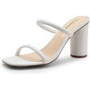 image:imageDREAM PAIRS Womens Square Open Toe Block Heels Two Strap Slip On High Heeled Slides SandalsWhite