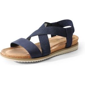 image:imageDREAM PAIRS Womens Comfortable Low Wedge Sandals Open Toe Slip On Strappy Flat Sandals Lightweight Summer ShoesBlue