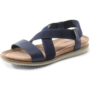 image:imageDREAM PAIRS Womens Comfortable Low Wedge Sandals Open Toe Slip On Strappy Flat Sandals Lightweight Summer ShoesNavy