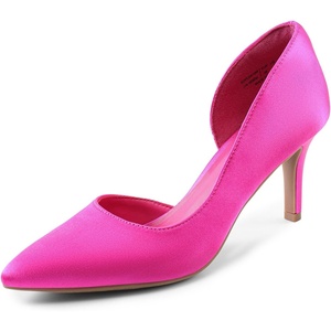 image:imageDREAM PAIRS Womens Dress High Heels Pumps Closed Pointed Toe Stiletto DOrsay Shoes for Wedding PartyHot Pinksatin