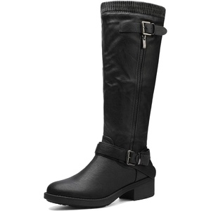 image:imageDREAM PAIRS Womens Knee High Boots Wide Calf Low Heel Riding Boots Fall Tall Boots for WomenBlack Puwidecalf