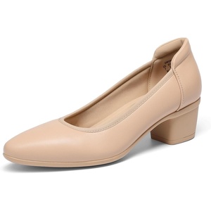 image:imageDREAM PAIRS Womens Low Chunky Block Heel Dress Shoes Closed Round Toe Comfortable Heels Work Wedding Office Pumps ShoesNude