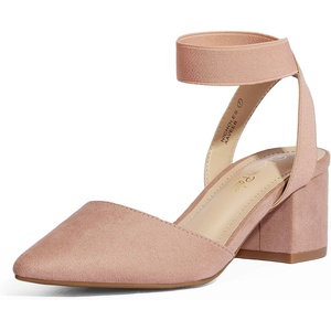 image:imageDREAM PAIRS Womens Nicholes Low Block Heel PumpsBlushSuede