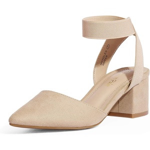 image:imageDREAM PAIRS Womens Nicholes Low Block Heel PumpsNudeSuede