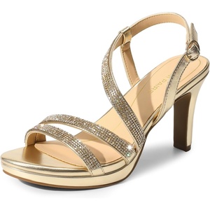 image:imageDREAM PAIRS Womens Platform Strappy Heels High Heeled Sandals Open Toe Comfortable Dressy Shoes with Adjustable Ankle StrapGold