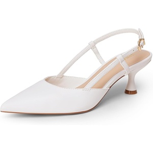 image:imageDREAM PAIRS Womens Slingback Kitten Heels Closed Pointed Toe Low Stiletto Heels Dress Bridal Party Wedding Pumps ShoesWhite