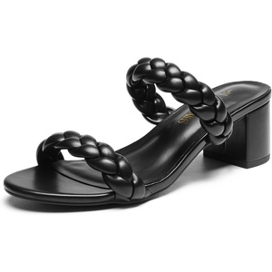 image:imageDREAM PAIRS Womens Two Braided Strap Low Heels For Women Open Toe Block Chunky Heels Sandals Holiday Party Wedding Dress Pumps ShoesBlack