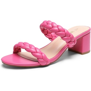 image:imageDREAM PAIRS Womens Two Braided Strap Low Heels For Women Open Toe Block Chunky Heels Sandals Holiday Party Wedding Dress Pumps ShoesHot Pink