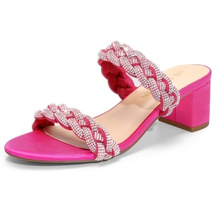 image:imageDREAM PAIRS Womens Two Braided Strap Low Heels For Women Open Toe Block Chunky Heels Sandals Holiday Party Wedding Dress Pumps ShoesHot Pinkrhinestone