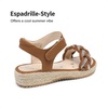 image:imageDREAM PAIRS Girls Espadrille Flatform Platform Wedge Open Toe Summer Sandals for Little Kid Big Kid Casual Vacation or Formal UseBrown