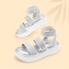 image:imageDREAM PAIRS Girls Flatform Wedge Open Toe Platform Summer Sandals with Buckle Ankle Strap for Little KidBig KidSilver