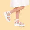 image:imageDREAM PAIRS Girls Flatform Wedge Open Toe Platform Summer Sandals with Buckle Ankle Strap for Little KidBig KidWhite