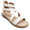 image:imageDREAM PAIRS Girls Gladiator Sandals with Zipper Strappy Sandals ToddlerLittle KidBig KidWhitedenimdenim