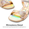 image:imageDREAM PAIRS Girls Sandals Ankle Strap Square Toe Low Heel Crystal Shell Wedding Party Flower Dress Shoes for Little KidsBig KidsGold