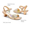 image:imageDREAM PAIRS Girls Sandals Ankle Strap Square Toe Low Heel Crystal Shell Wedding Party Flower Dress Shoes for Little KidsBig KidsGold