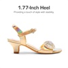 image:imageDREAM PAIRS Girls Sandals Ankle Strap Square Toe Low Heel Crystal Shell Wedding Party Flower Dress Shoes for Little KidsBig KidsGold