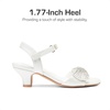 image:imageDREAM PAIRS Girls Sandals Ankle Strap Square Toe Low Heel Crystal Shell Wedding Party Flower Dress Shoes for Little KidsBig KidsIvory